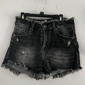 Risen Black Wash Distressed Jean Shorts